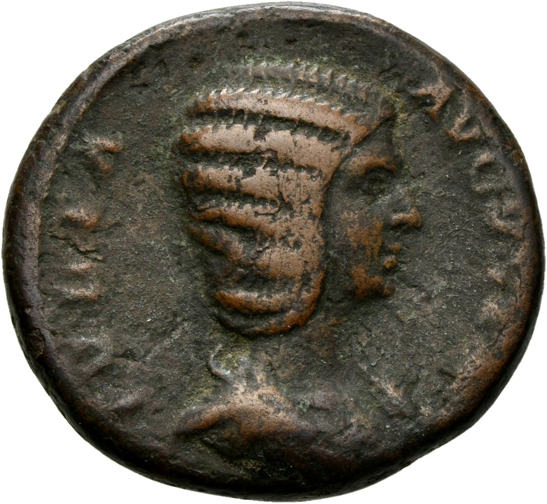 RIC IV Septimius Severus 877 (dupondius) Septimius Severus obverse, Bust of Julia Domna, hair waved and coiled at back, dr...