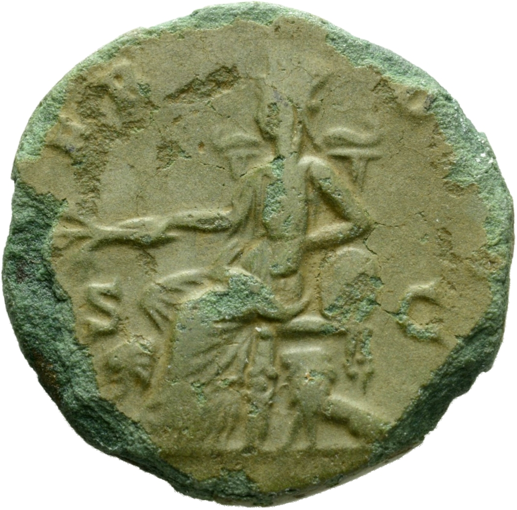 RIC IV Septimius Severus 883 (as) Septimius Severus reverse, Cybele, towered, draped, seated left on throne, holding branc...