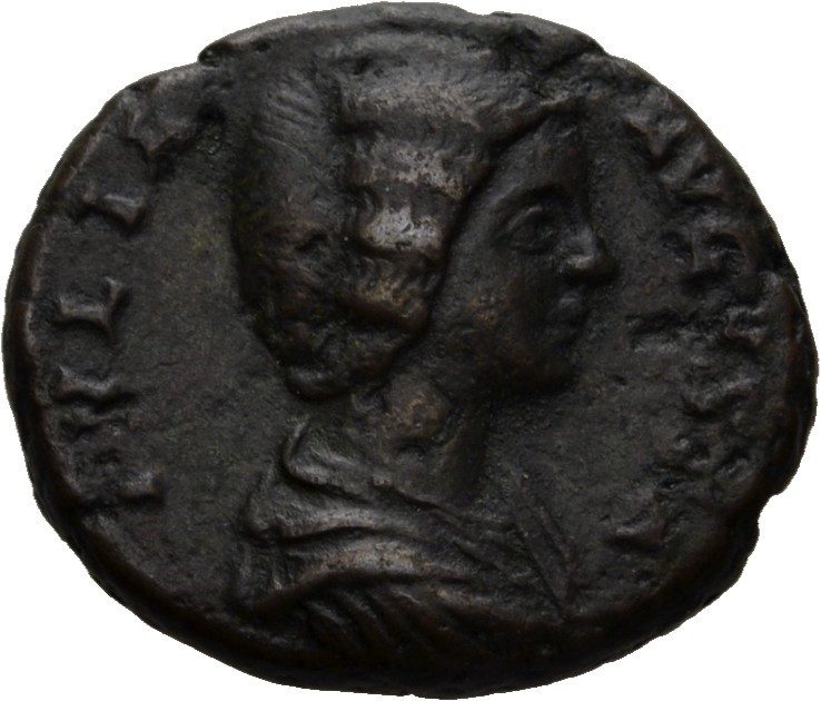 RIC IV Septimius Severus 883 (as) Septimius Severus obverse, Bust of Julia Domna, hair waved and coiled at back, draped, r...