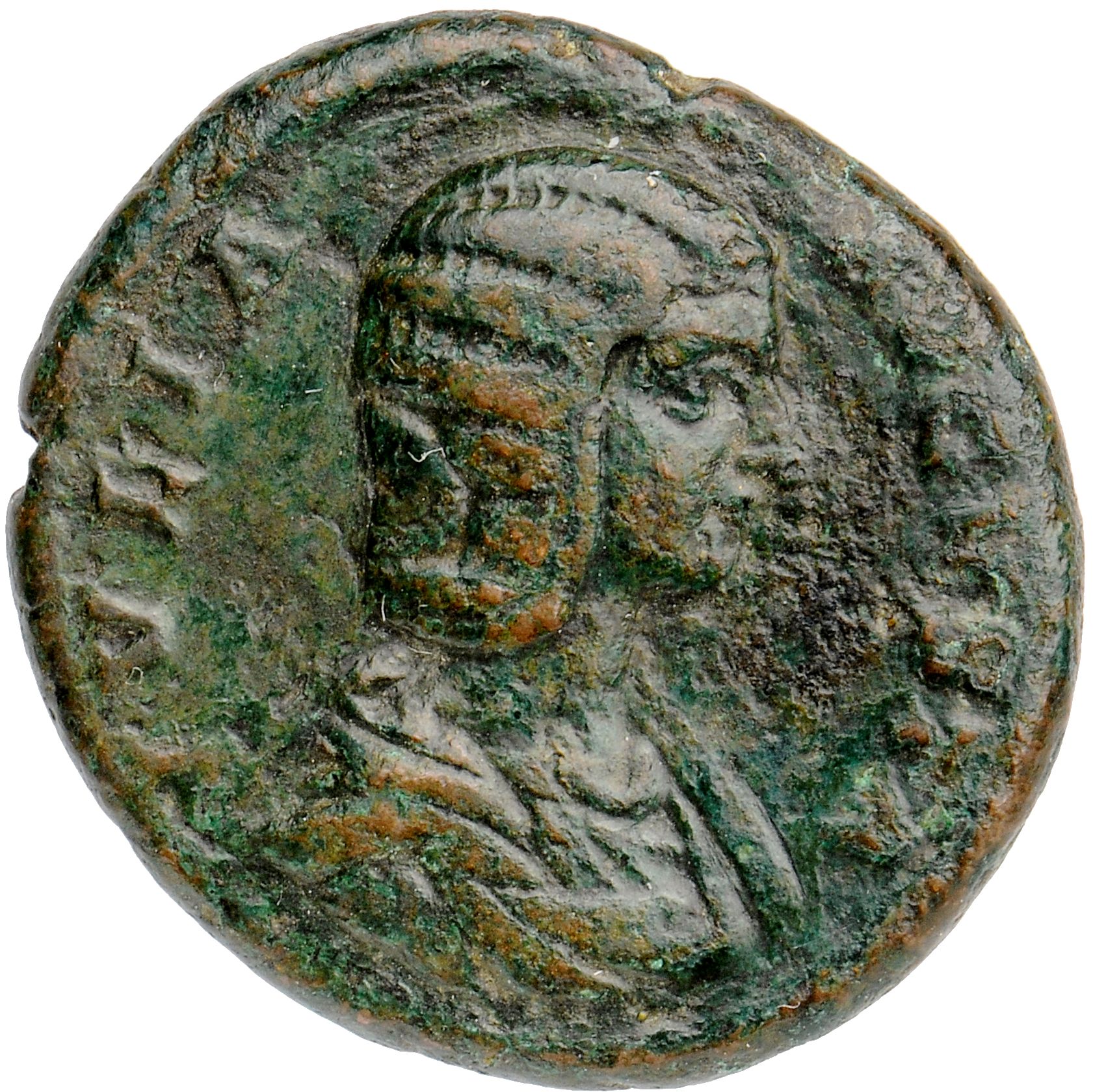 RIC IV Septimius Severus 892A Septimius Severus obverse, Bust of Julia Domna, hair waved and coiled at back, draped, right