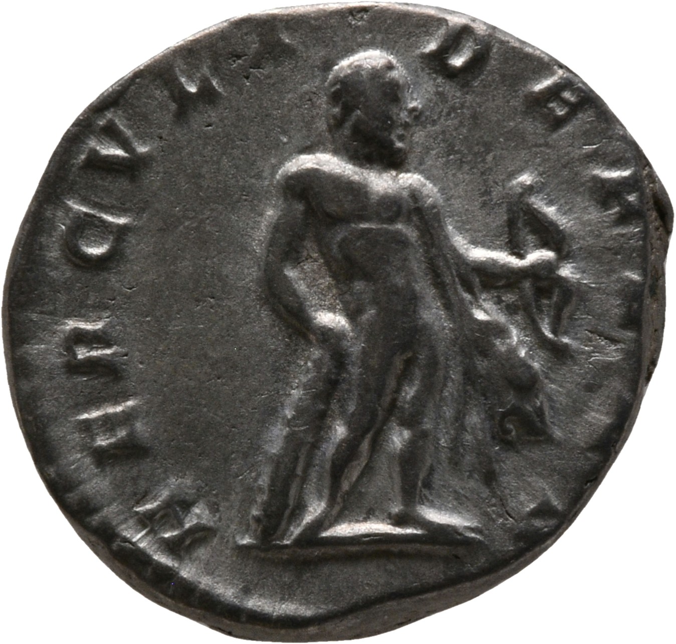 RIC IV Septimius Severus 97 (denarius) Septimius Severus reverse, Hercules, naked, lion-skin draped over left arm, standin...