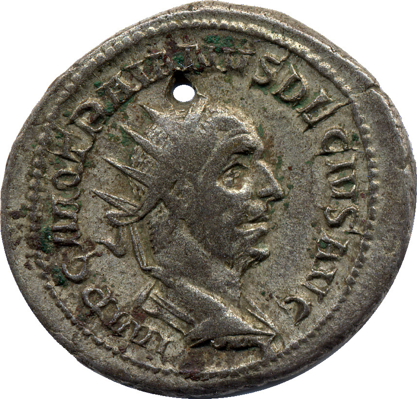RIC IV Trajan Decius 10 Trajan Decius obverse, Drapierte, gerüstete Büste des Decius nach r., mit Strahlenkrone; im Perlkr...