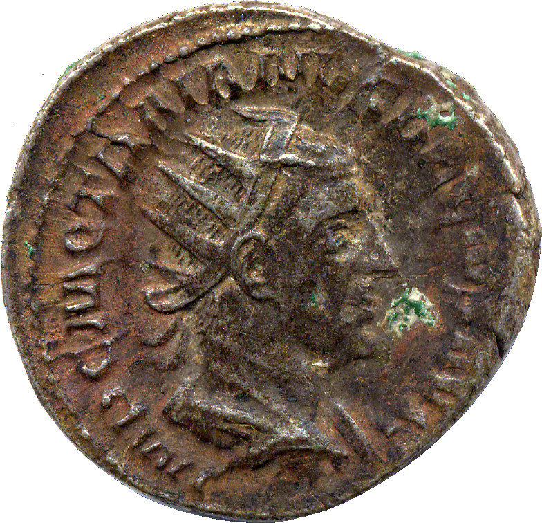 RIC IV Trajan Decius 10 Trajan Decius obverse — Drapierte, gerüstete Büste des Decius nach r., mit Strahlenkrone; im Perlk...