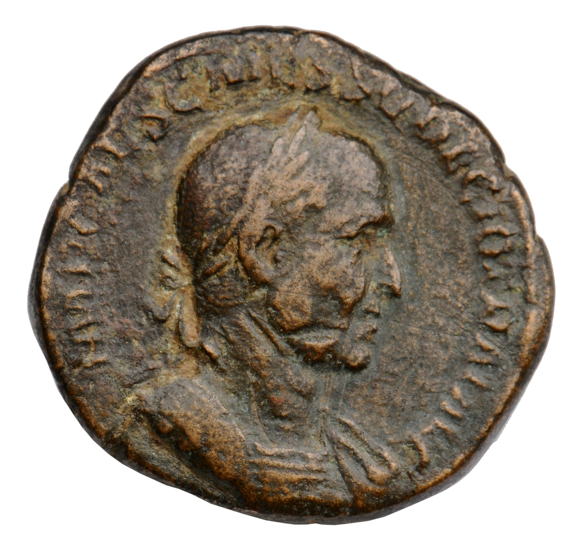 RIC IV Trajan Decius 108A Trajan Decius obverse, Bust of Trajan Decius, laureate, draped, right
