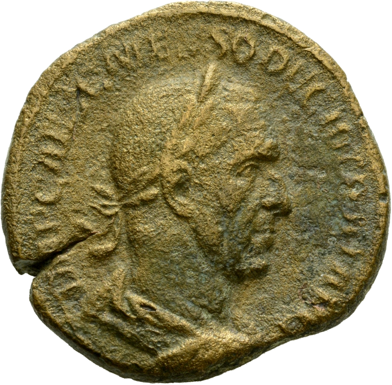 RIC IV Trajan Decius 109A Trajan Decius obverse, Bust of Trajan Decius, laureate, draped, right