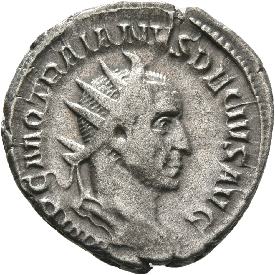 RIC IV Trajan Decius 11 Trajan Decius obverse, Büste des Trajanus Decius mit Strahlenkrone nach r.