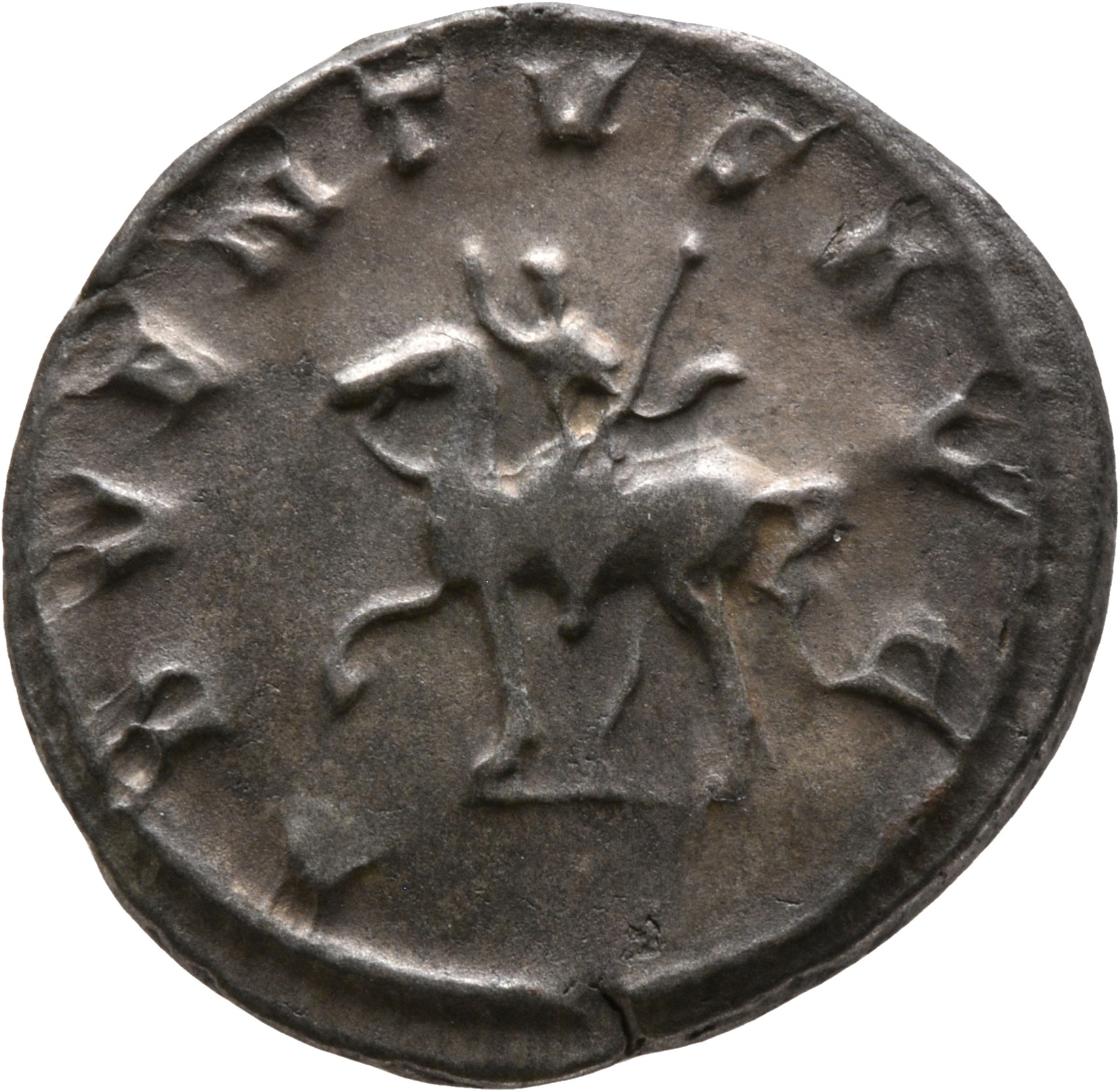 RIC IV Trajan Decius 11 Trajan Decius reverse — Trajan Decius, in military attire, on horse prancing left, raising right h...