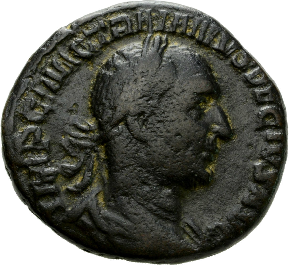 RIC IV Trajan Decius 112D Trajan Decius obverse, Bust of Trajan Decius, laureate, draped, cuirassed, right