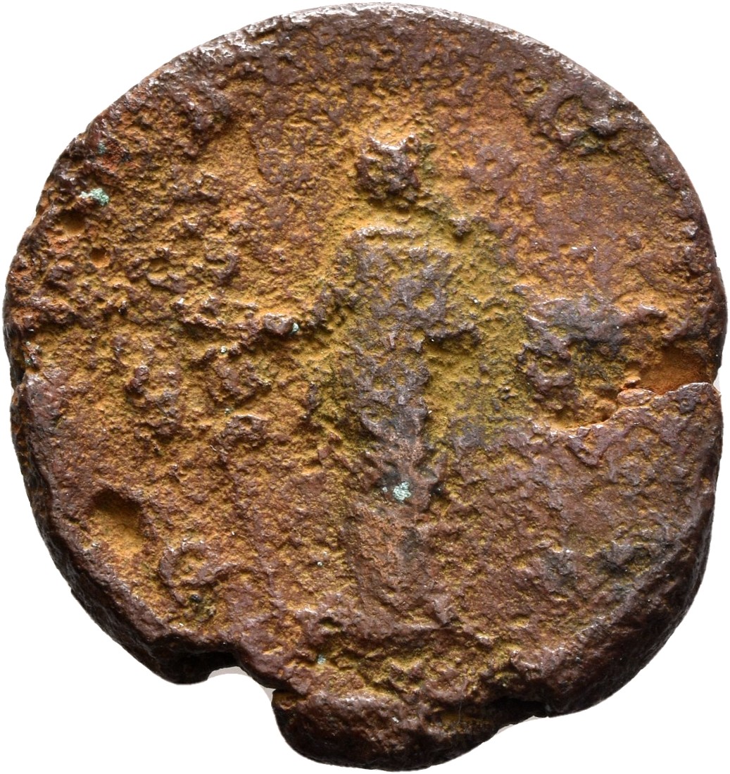 RIC IV Trajan Decius 112D Trajan Decius reverse — Dacia, draped in long robe reaching feet, standing left, holding vertica...