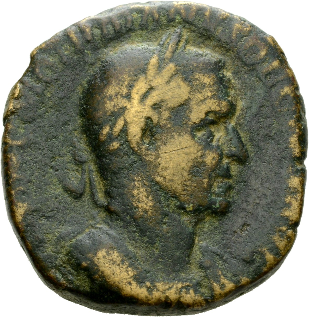 RIC IV Trajan Decius 117B Trajan Decius obverse, Bust of Trajan Decius, laureate, draped, cuirassed, right