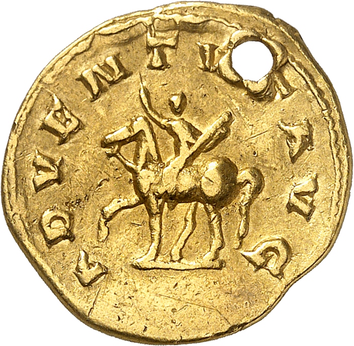 RIC IV Trajan Decius 11A Trajan Decius reverse, Trajan Decius, in military attire, on horse prancing left, raising right h...