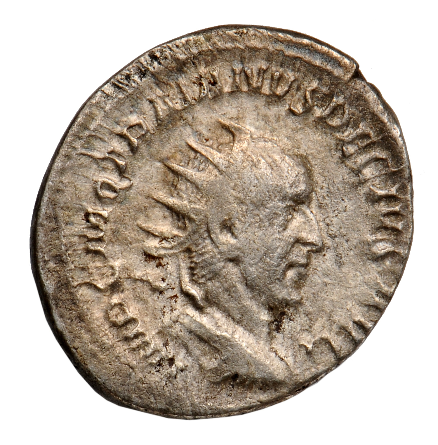 RIC IV Trajan Decius 11B Trajan Decius obverse, Bust of Trajan Decius, radiate, draped, cuirassed, right