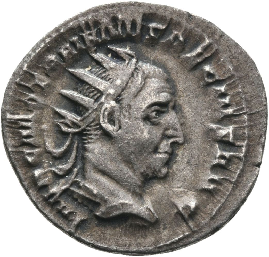 RIC IV Trajan Decius 12 Trajan Decius obverse, Büste des Traianus Decius mit Strahlenkrone nach r.