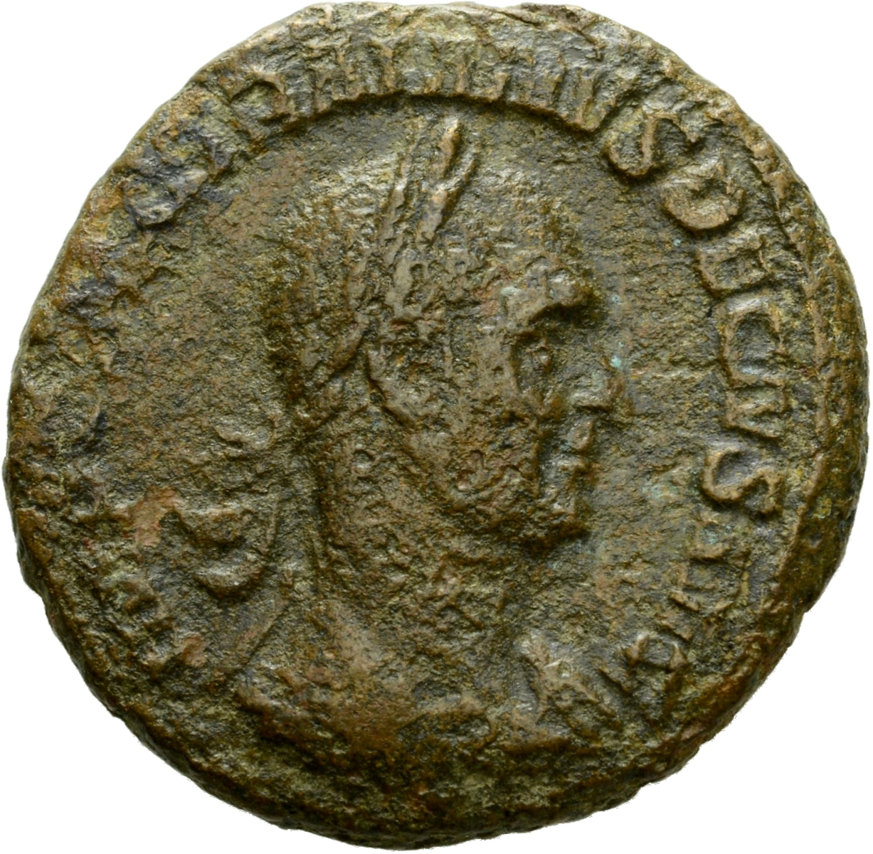 RIC IV Trajan Decius 120B Trajan Decius obverse, Bust of Trajan Decius, laureate, draped, cuirassed, right