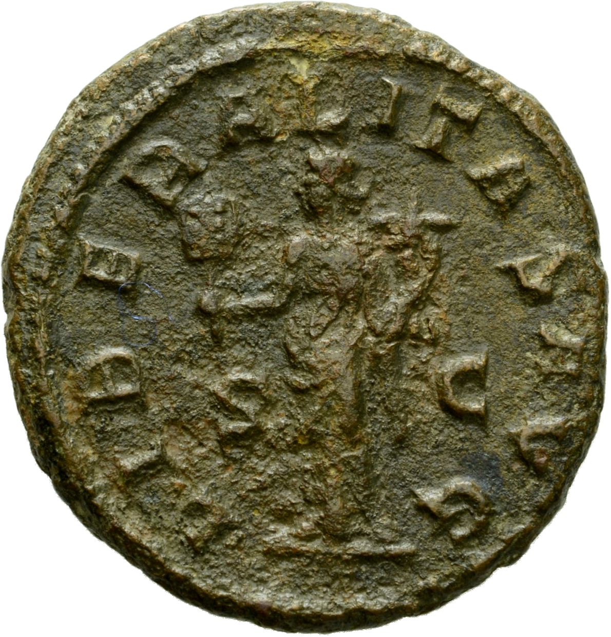 RIC IV Trajan Decius 120B Trajan Decius reverse, Liberalitas, draped, standing left, holding abacus in right hand and corn...