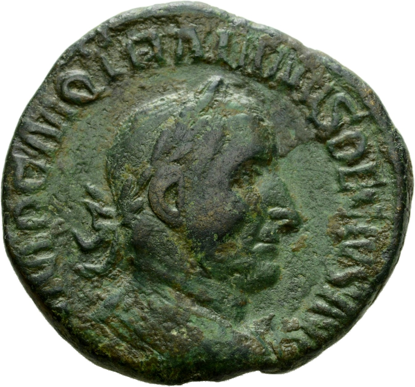 RIC IV Trajan Decius 124A Trajan Decius obverse, Bust of Trajan Decius, laureate, cuirassed, right