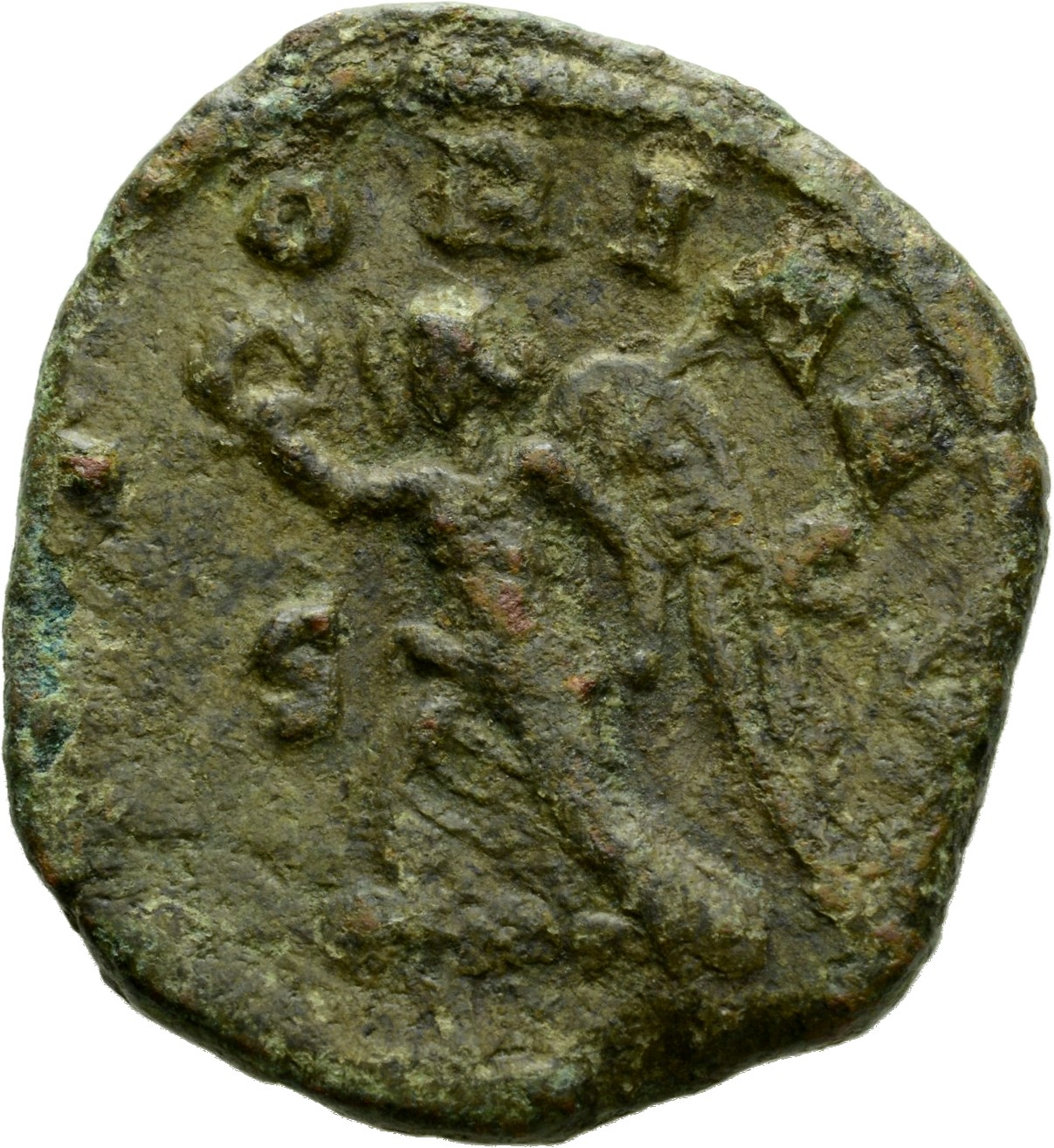RIC IV Trajan Decius 126E Trajan Decius reverse, Victory, winged, draped, running left, holding wreath in right hand and p...