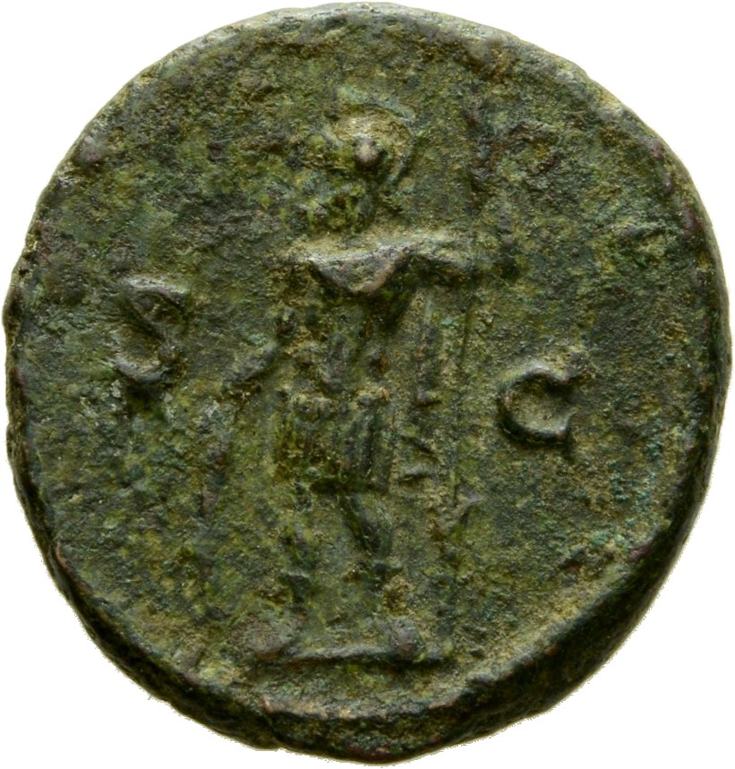 RIC IV Trajan Decius 128 Trajan Decius reverse, Mars, helmeted, in military attire, standing left, resting right hand on s...