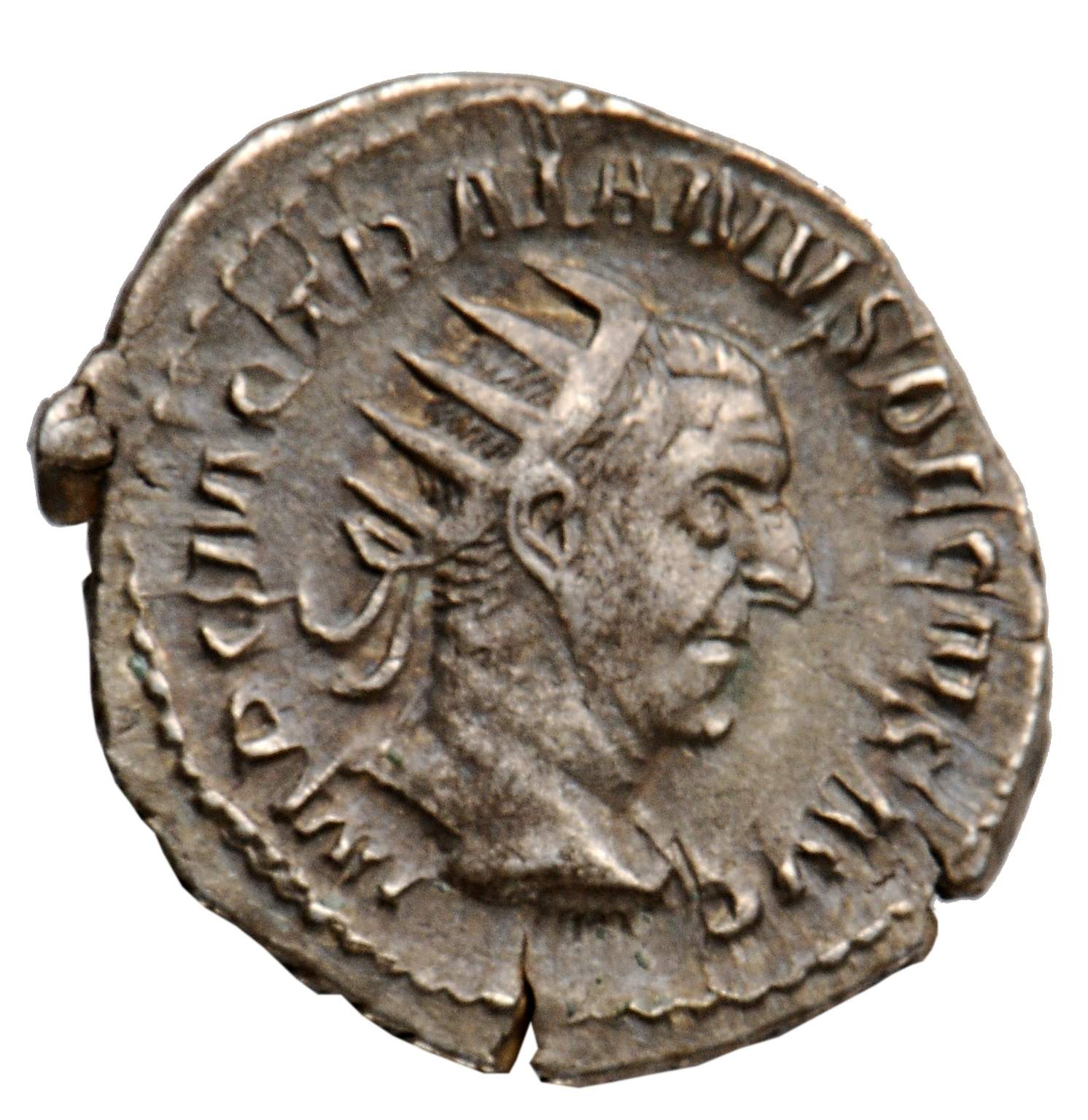 RIC IV Trajan Decius 13 Trajan Decius obverse, Bust of Trajan Decius, radiate, draped, cuirassed, right