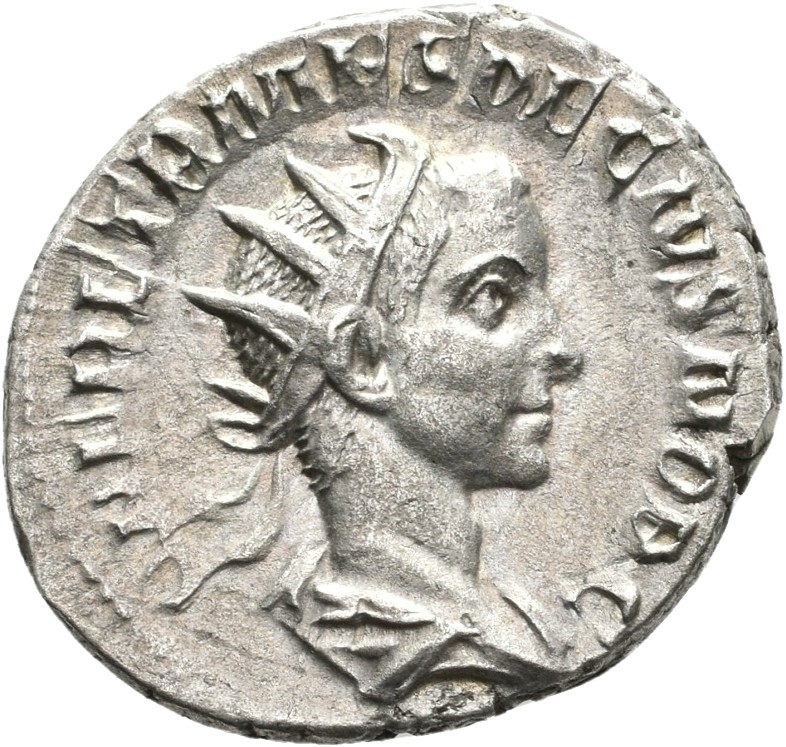 RIC IV Trajan Decius 143 Trajan Decius obverse — Bust of Herennius Etruscus, radiate, draped, right