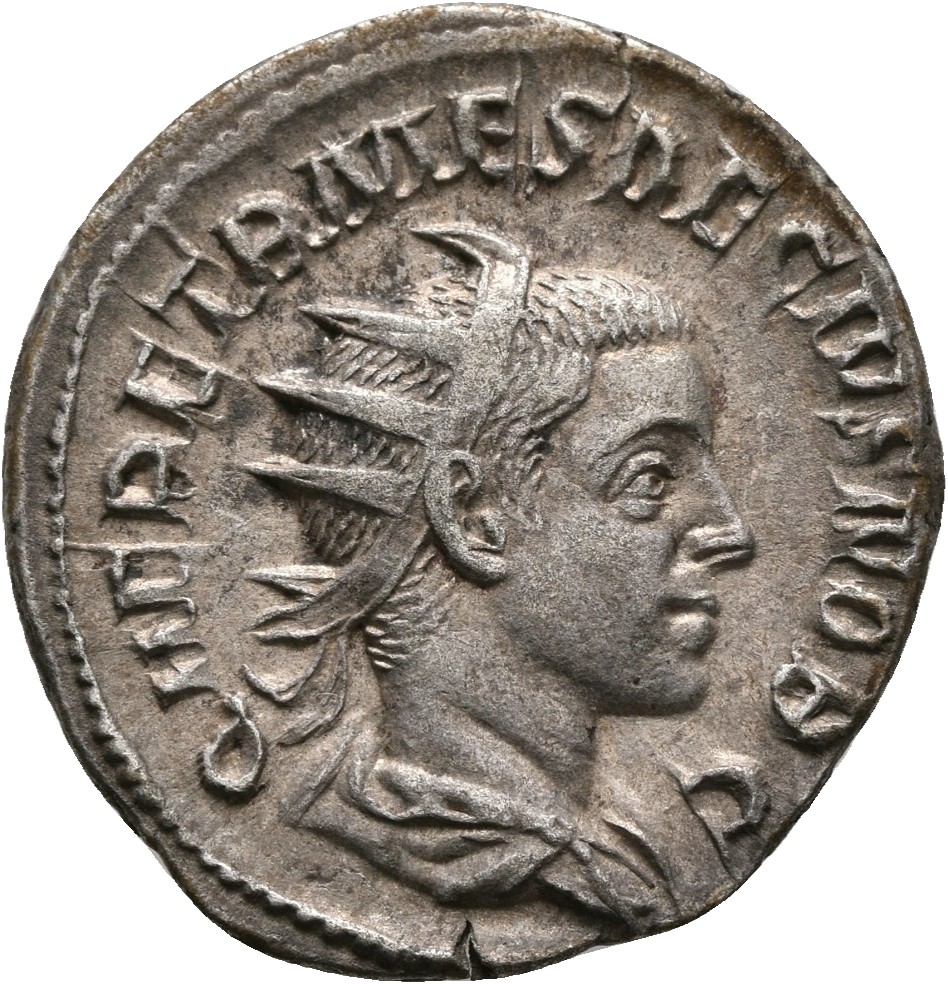 RIC IV Trajan Decius 146 Trajan Decius obverse, Bust of Herennius Etruscus, radiate, draped, right