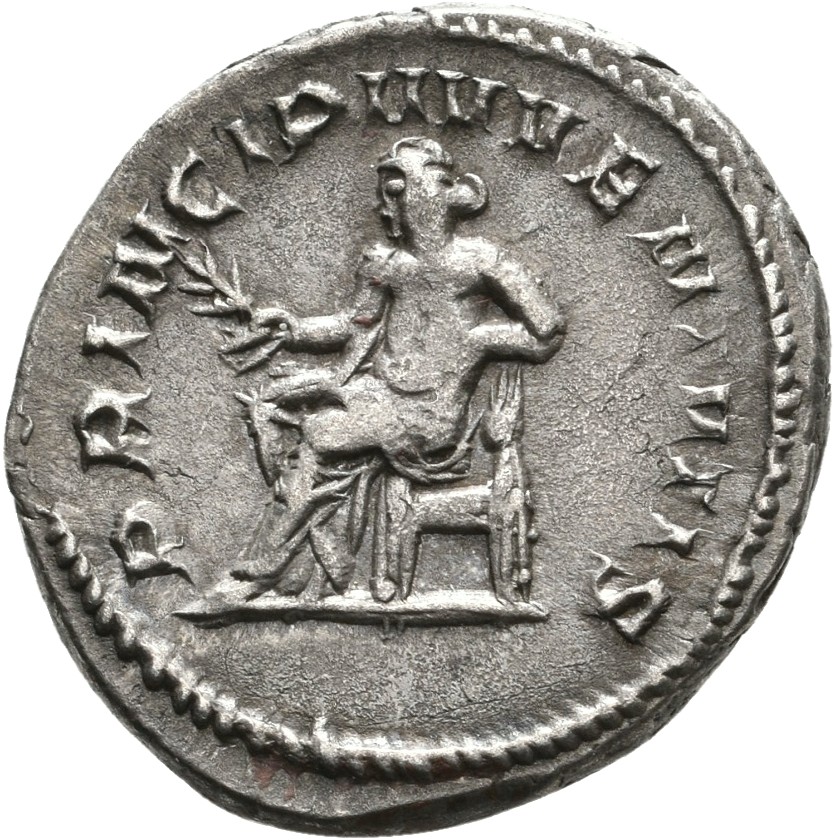 RIC IV Trajan Decius 146 Trajan Decius reverse, Apollo, half-draped, seated left, holding branch in right hand and resting...
