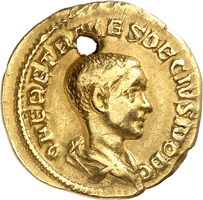RIC IV Trajan Decius 148A Trajan Decius obverse, Bust of Herennius Etruscus, head bare, draped, right