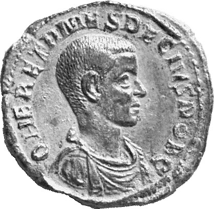 RIC IV Trajan Decius 171A Trajan Decius obverse, Bust of Herennius Etruscus, head bare, draped, cuirassed, right