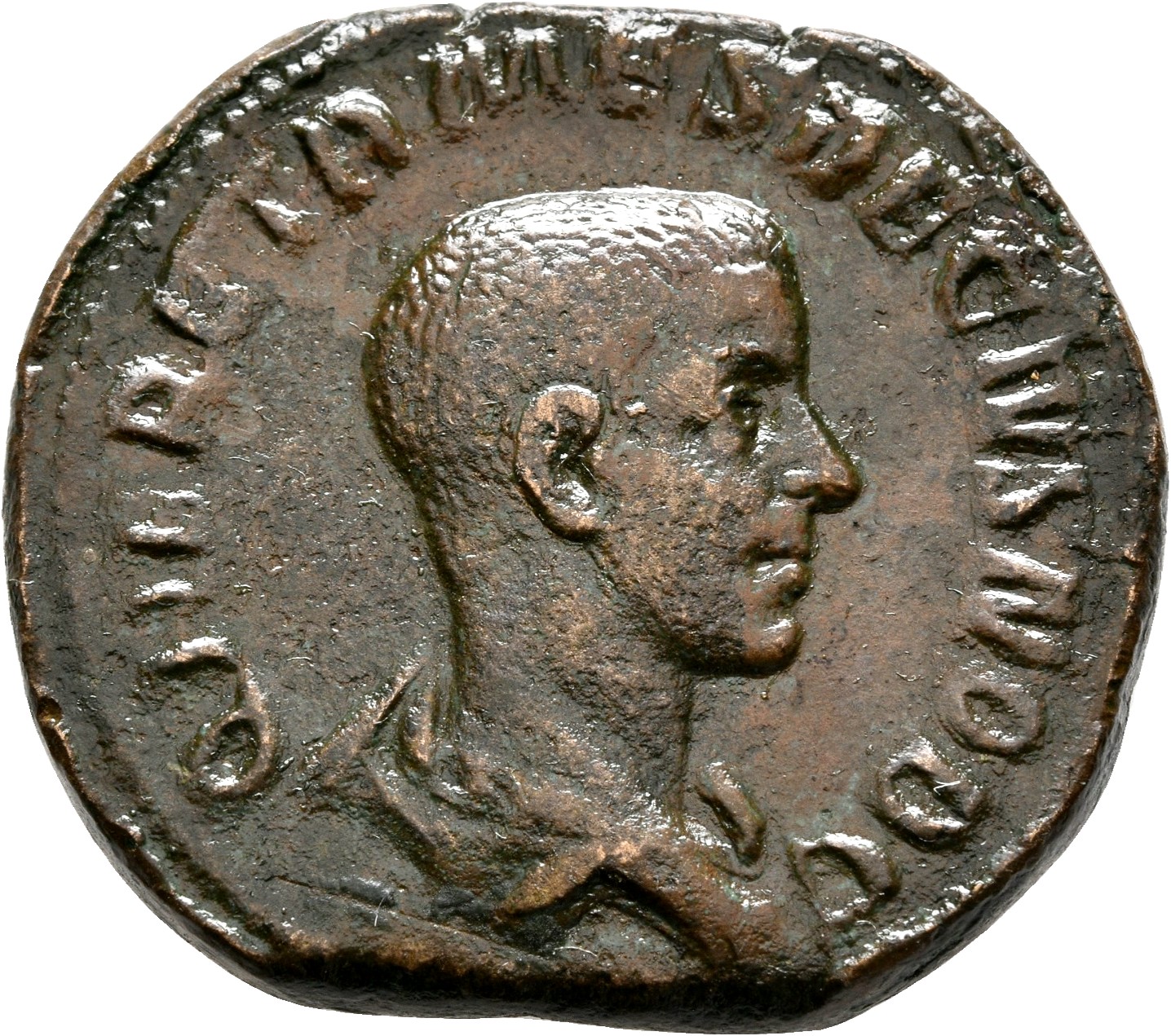 RIC IV Trajan Decius 171A Trajan Decius obverse — Bust of Herennius Etruscus, head bare, draped, cuirassed, right