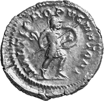 RIC IV Trajan Decius 177B Trajan Decius reverse, Mars, helmeted, in military attire, advancing right, holding spear in rig...