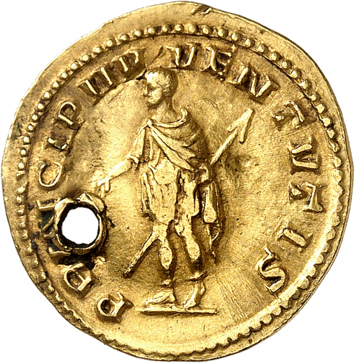 RIC IV Trajan Decius 183B Trajan Decius reverse, Hostilian, in military attire, standing left, holding wand in right hand ...