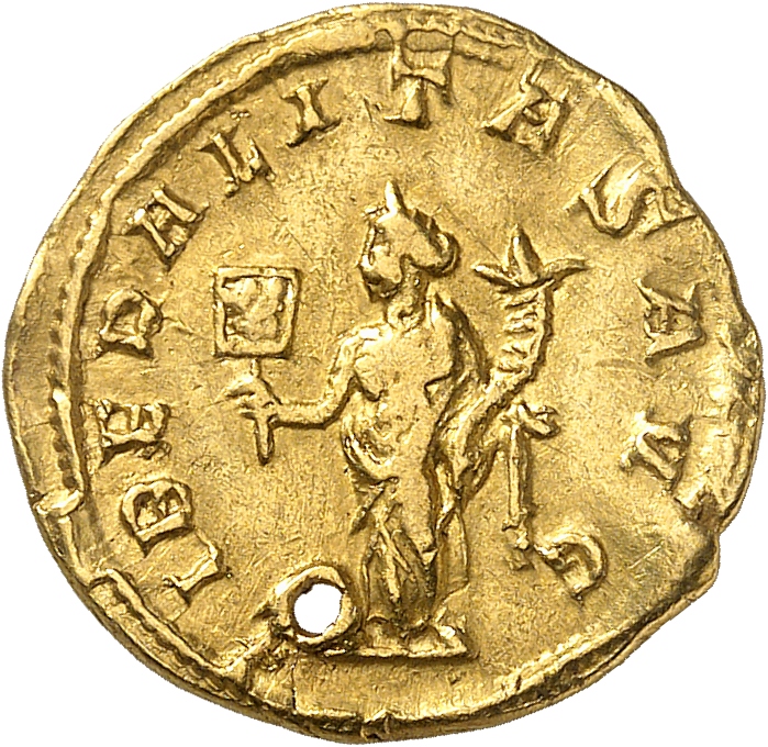 RIC IV Trajan Decius 19 Trajan Decius reverse, Liberalitas, draped, standing left, holding abacus in right hand and cornuc...