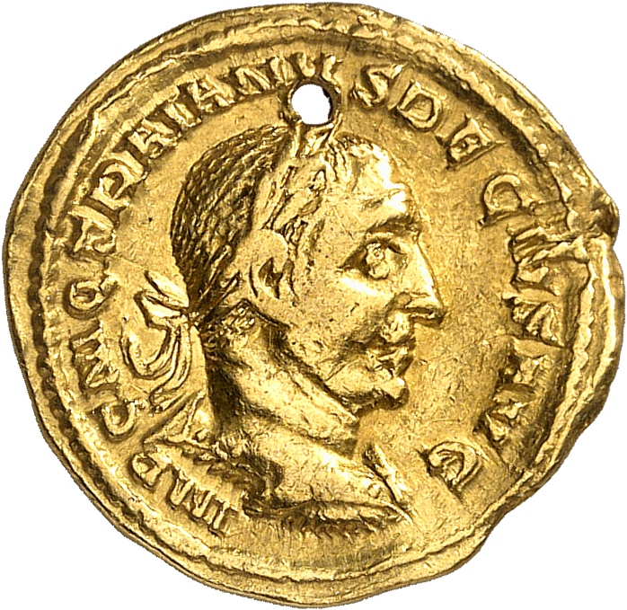 RIC IV Trajan Decius 19 Trajan Decius obverse, Bust of Trajan Decius, laureate, draped, cuirassed, right