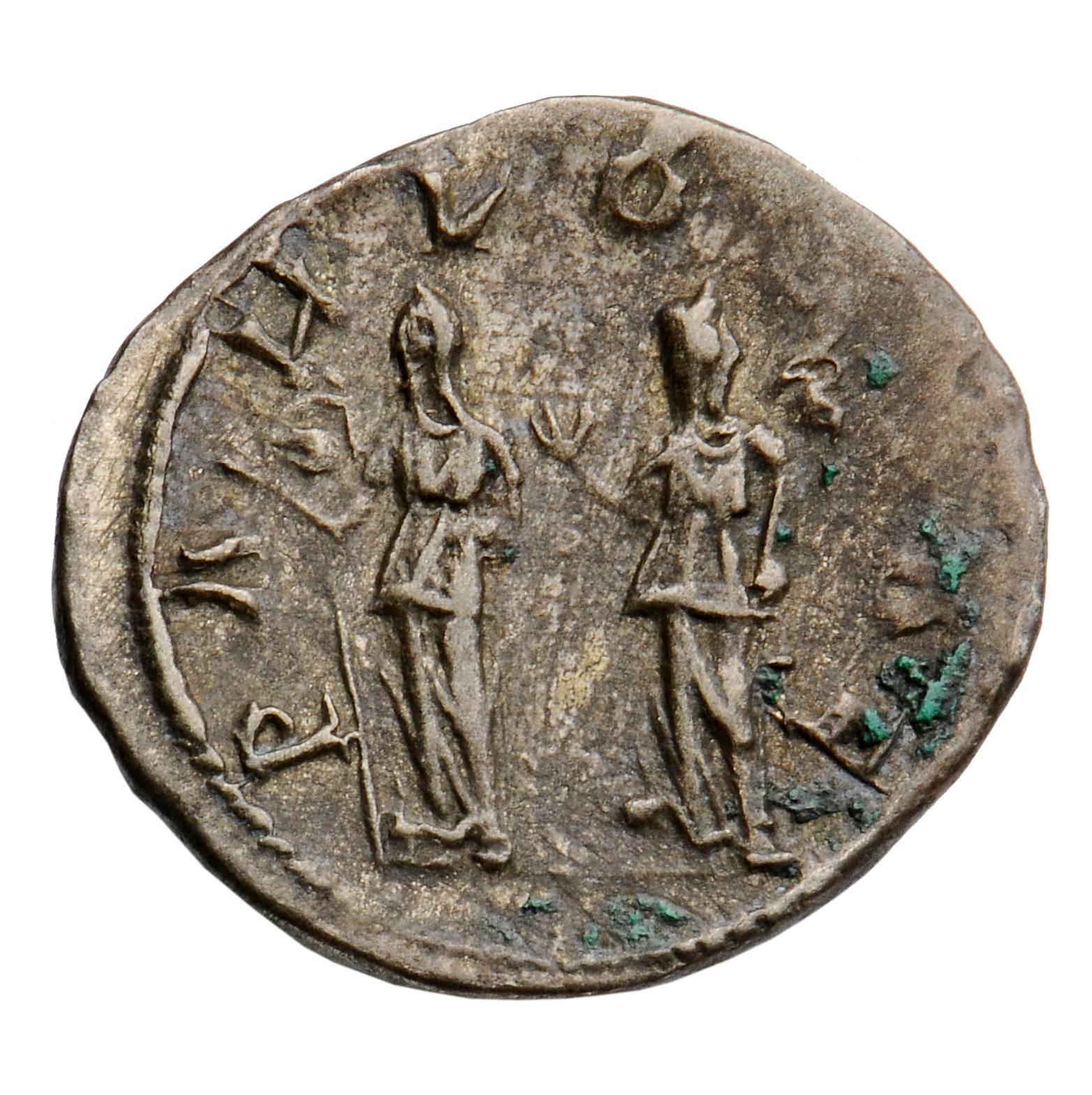 RIC IV Trajan Decius 21B Trajan Decius reverse, The two Pannoniae, both veiled, draped, standing front, turning left and r...