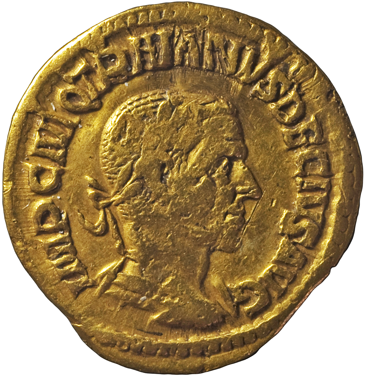 RIC IV Trajan Decius 22 Trajan Decius obverse, Bust of Trajan Decius, laureate, draped, cuirassed, right