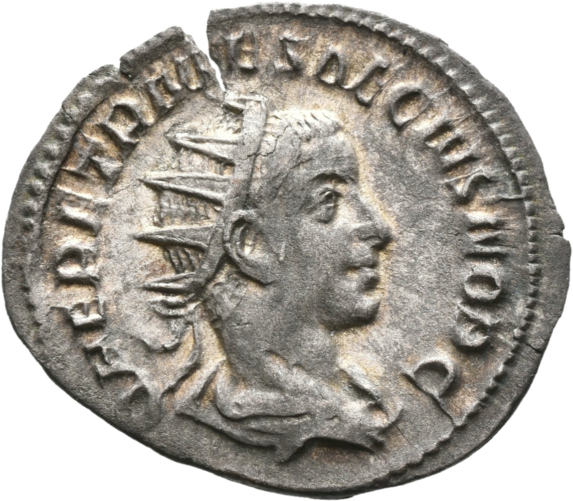 RIC IV Trajan Decius 53 Trajan Decius obverse, Bust of Trajan Decius, radiate, draped, cuirassed, right