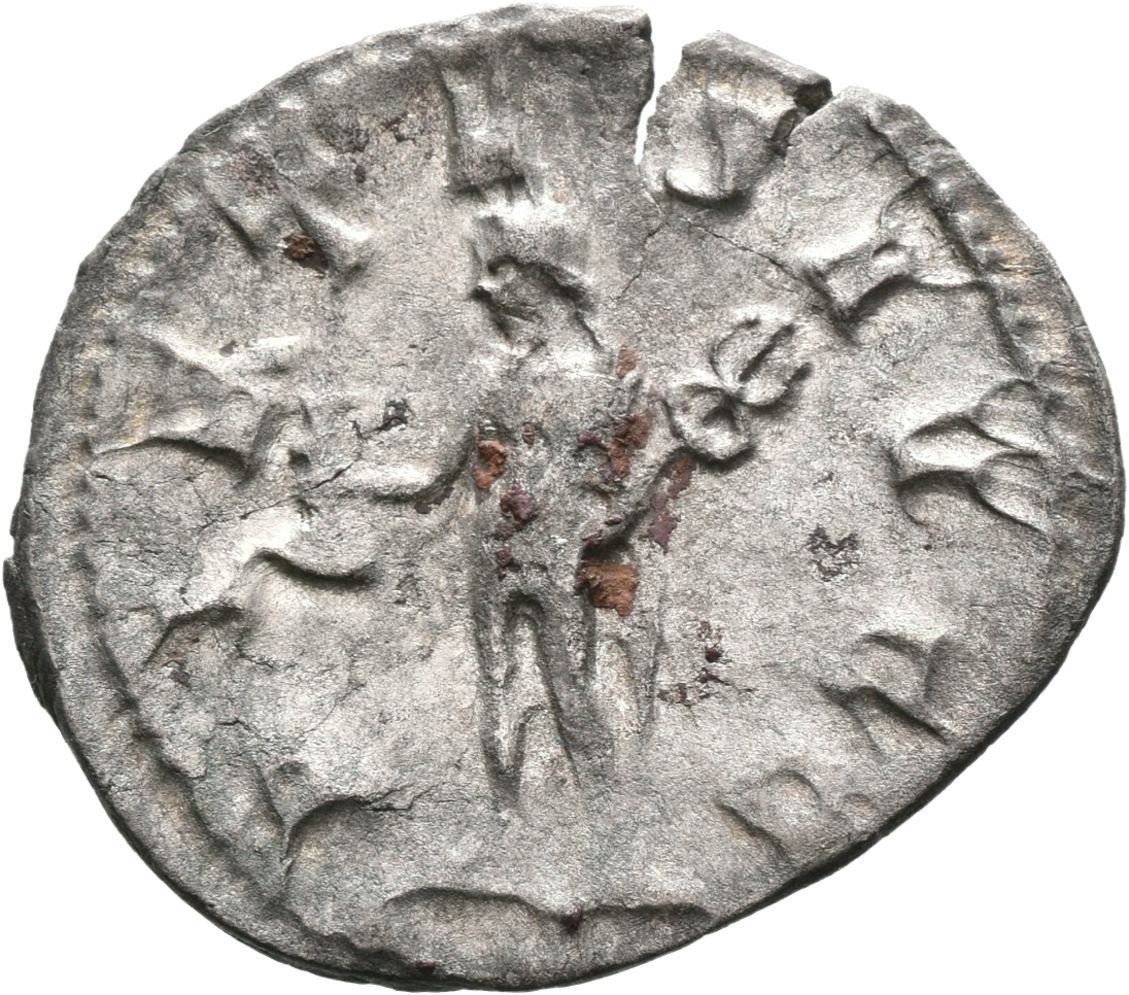 RIC IV Trajan Decius 53 Trajan Decius reverse, Mercury, nude, standing left, holding purse in right hand and caduceus in l...