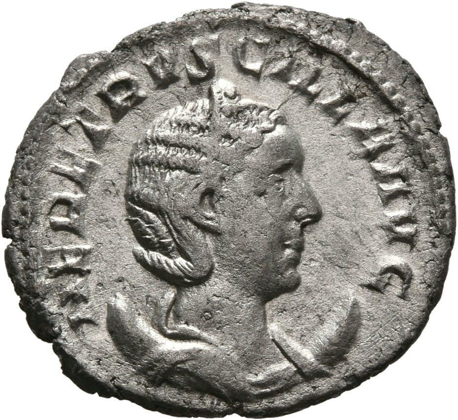 RIC IV Trajan Decius 56 Trajan Decius obverse, Bust of Herennia Etruscilla, diademed, draped, on crescent, right
