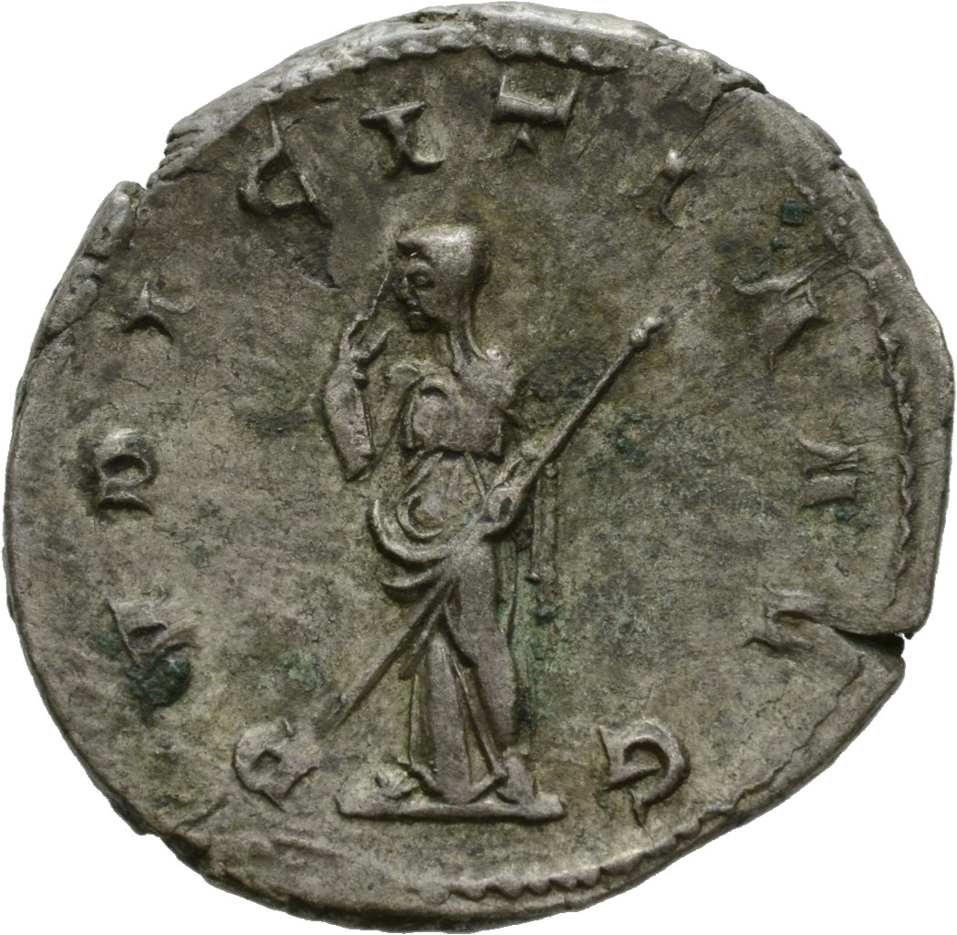 RIC IV Trajan Decius 58B Trajan Decius reverse, Pudicitia, draped, veiled, standing left, drawing veil with right hand, ho...