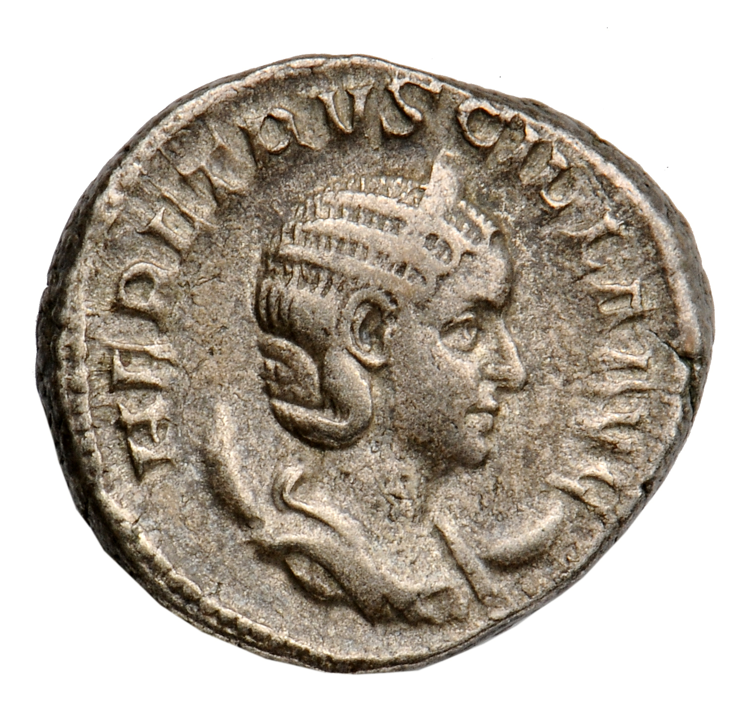 RIC IV Trajan Decius 58B Trajan Decius obverse, Bust of Herennia Etruscilla, diademed, draped, on crescent, right
