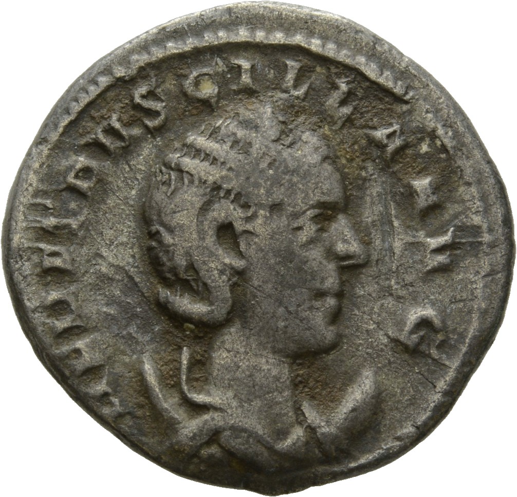 RIC IV Trajan Decius 59B Trajan Decius obverse, Bust of Herennia Etruscilla, diademed, draped, on crescent, right