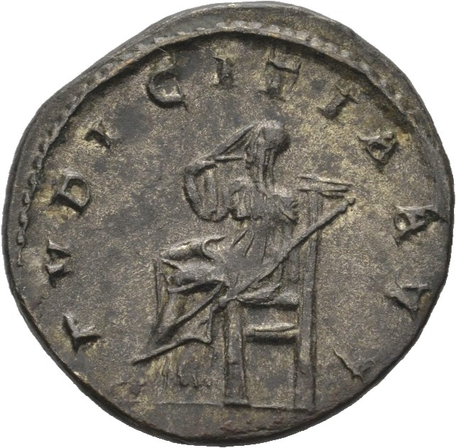 RIC IV Trajan Decius 59B Trajan Decius reverse, Pudicitia, draped, veiled, seated left, drawing veil with right hand, hold...