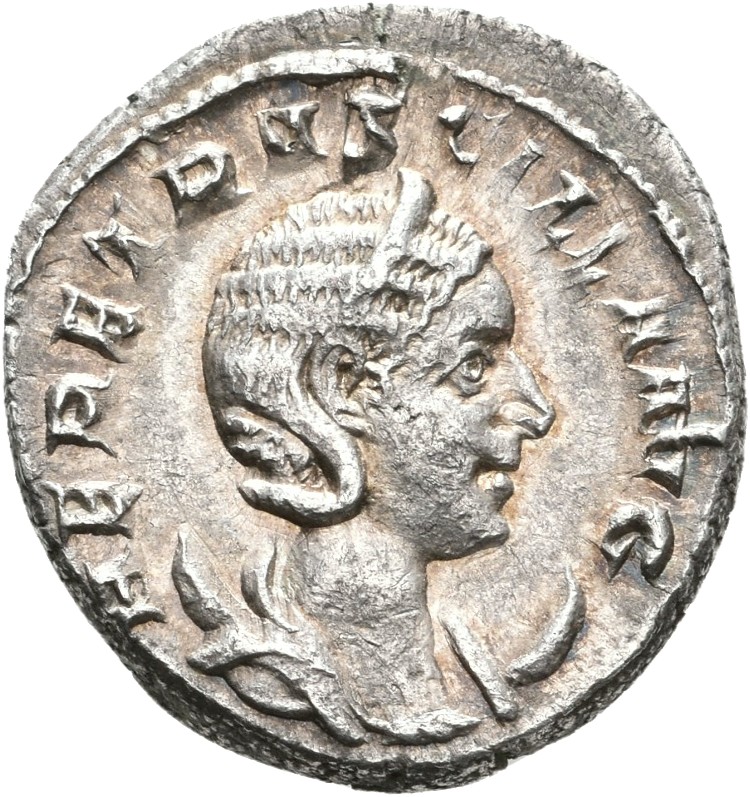 RIC IV Trajan Decius 65A Trajan Decius obverse, Bust of Herennia Etruscilla, diademed, draped, on crescent, right