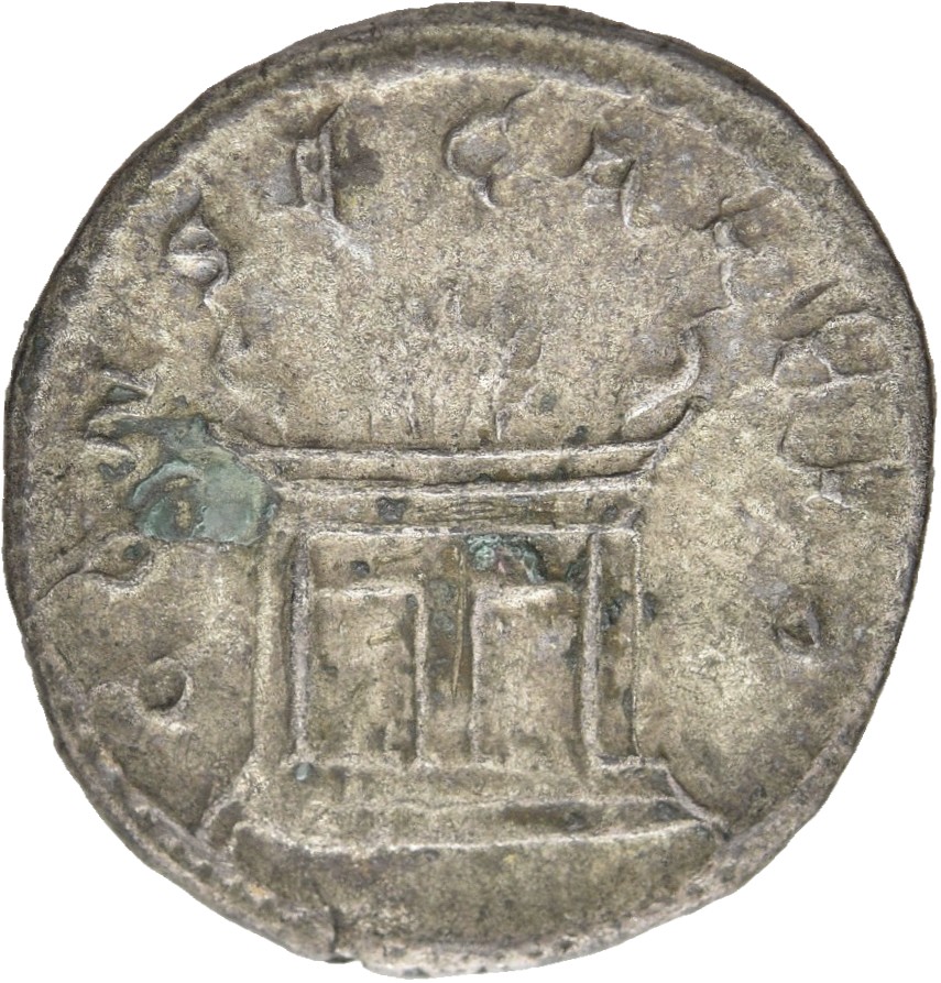 RIC IV Trajan Decius 78 Trajan Decius reverse, Rectangular altar, with four panels in front, lighted