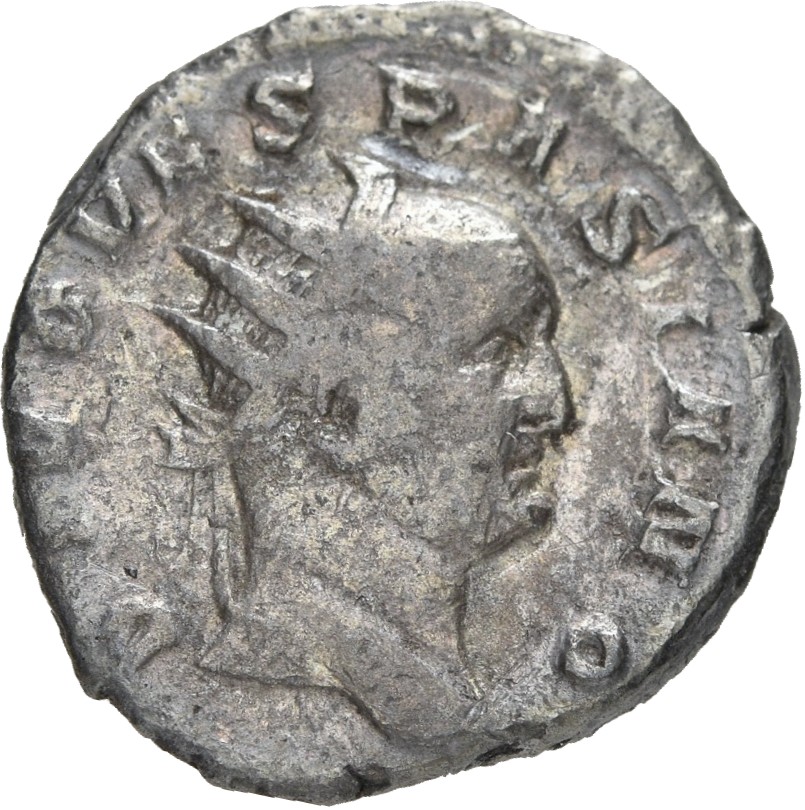 RIC IV Trajan Decius 79 Trajan Decius obverse, Head of Divus Vespasianus, radiate, right
