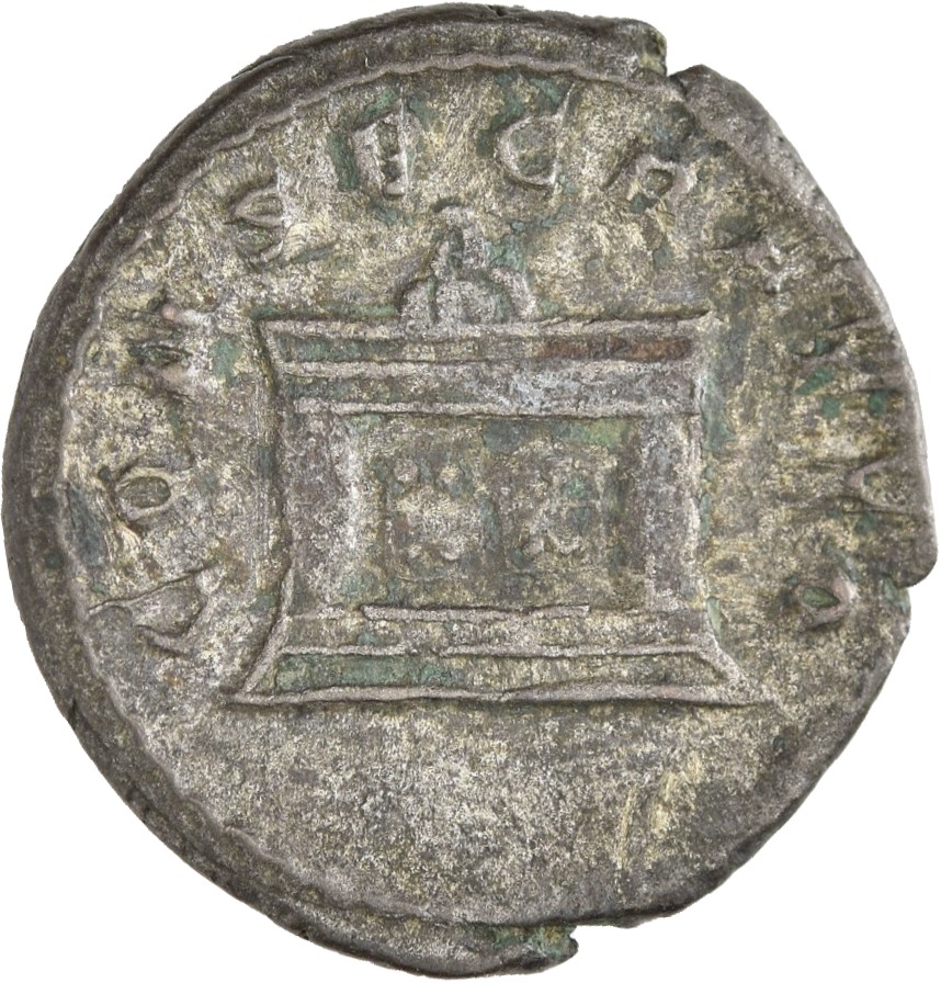 RIC IV Trajan Decius 80 Trajan Decius reverse, Rectangular altar, with four panels in front, lighted