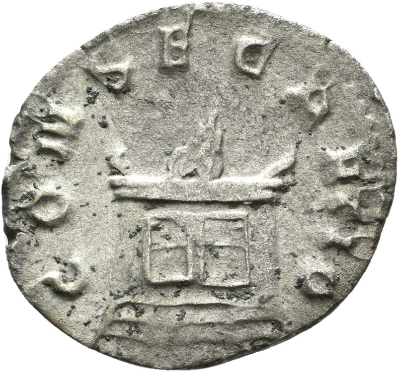 RIC IV Trajan Decius 80 Trajan Decius reverse — Rectangular altar, with four panels in front, lighted