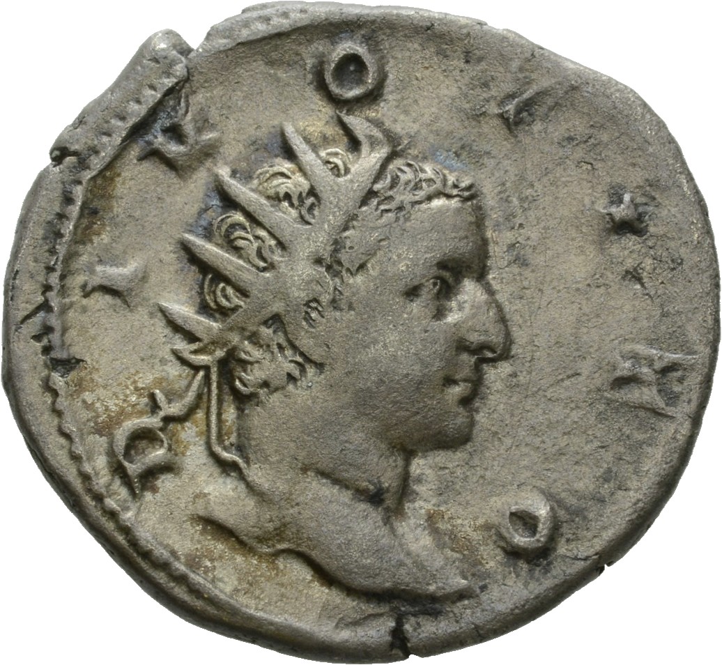 RIC IV Trajan Decius 82B Trajan Decius obverse, Head of Divus Titus, radiate, right