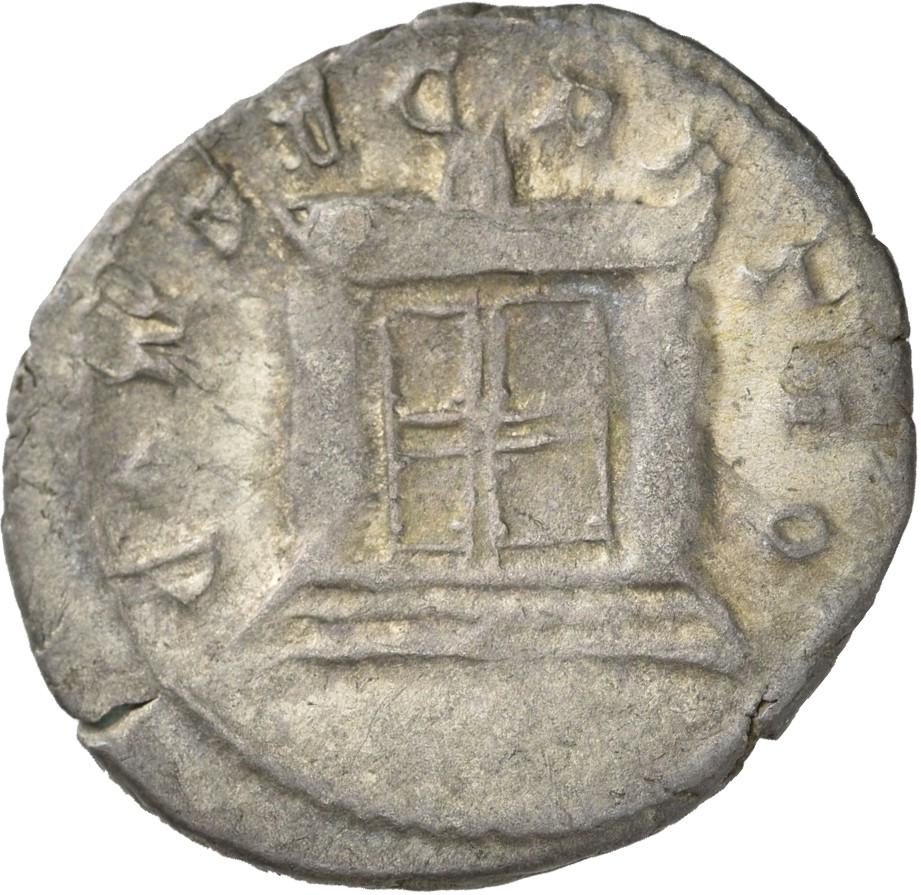 RIC IV Trajan Decius 84A Trajan Decius reverse, Rectangular altar, with four panels in front, lighted