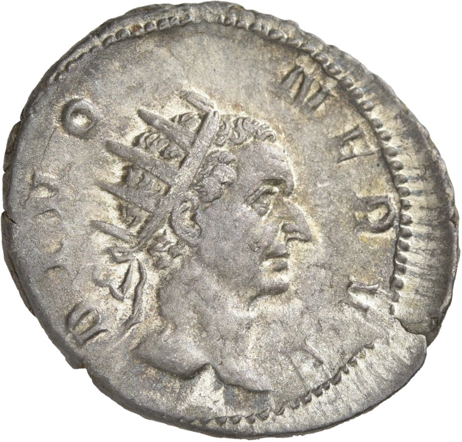 RIC IV Trajan Decius 84A Trajan Decius obverse, Head of Divus Nerva, radiate, right
